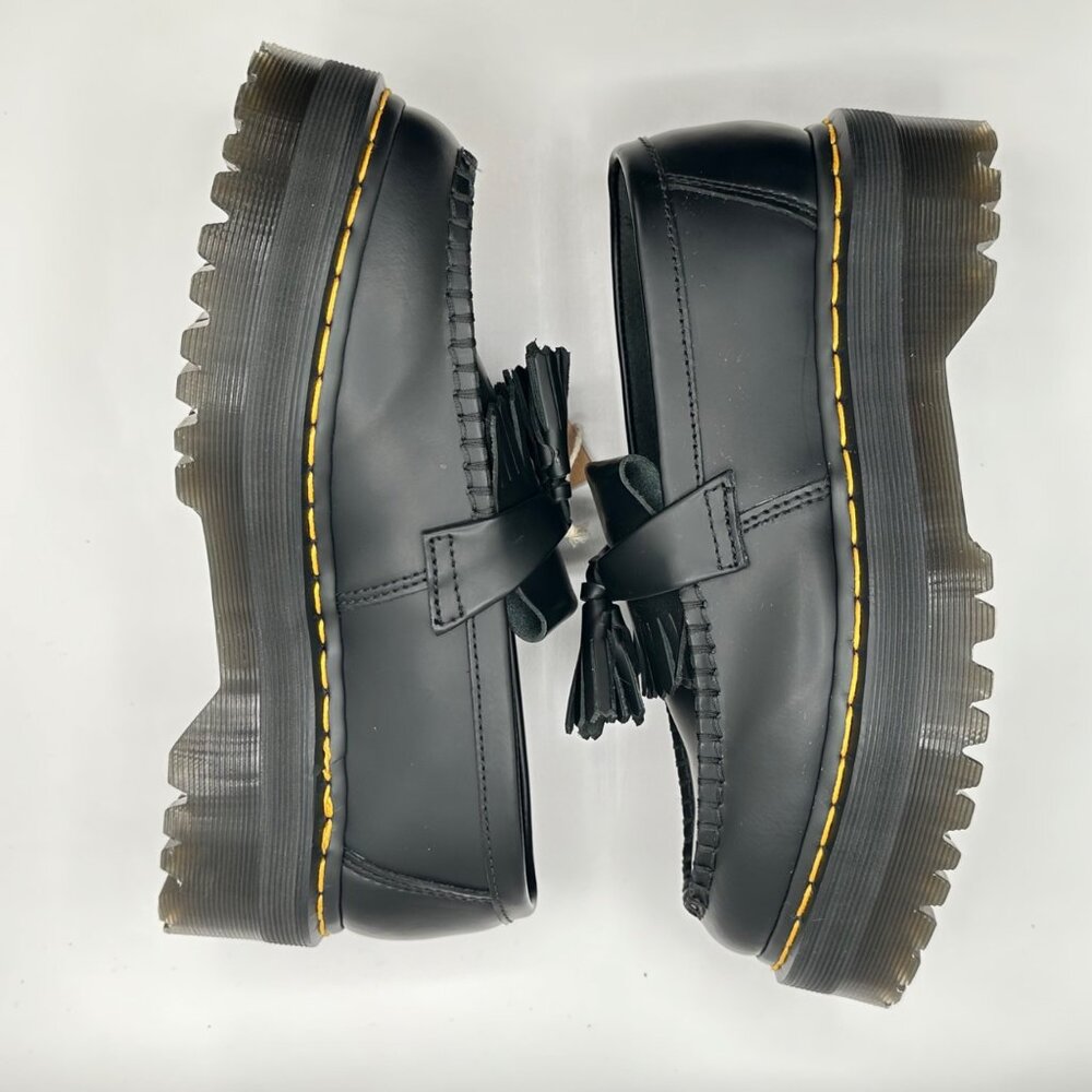 Dr. Martens Adrian Quad Black Leather Tassel Platform Loafers Women's 8 Men’s 7 - Picture 6 of 8